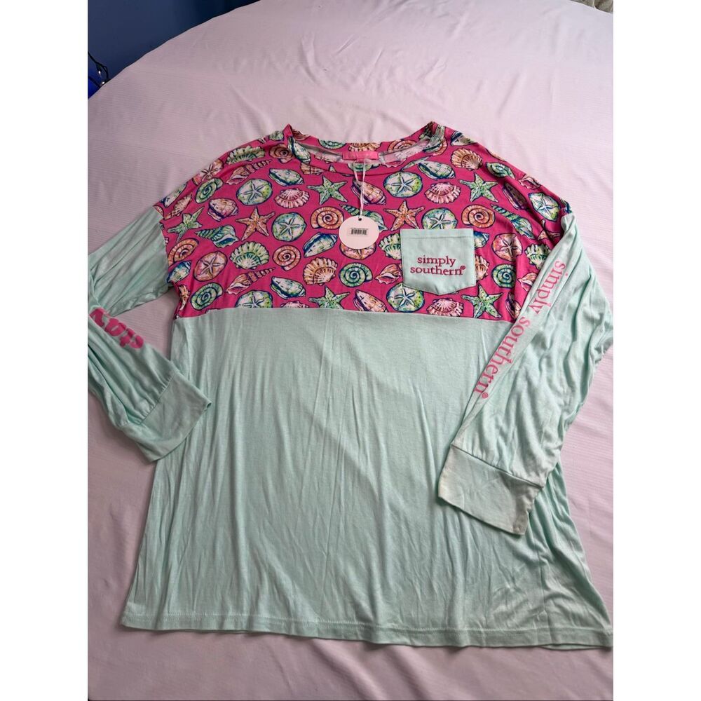 NWT Simply Southern Seashell Long Sleeve Shirt Plus Size XXL New